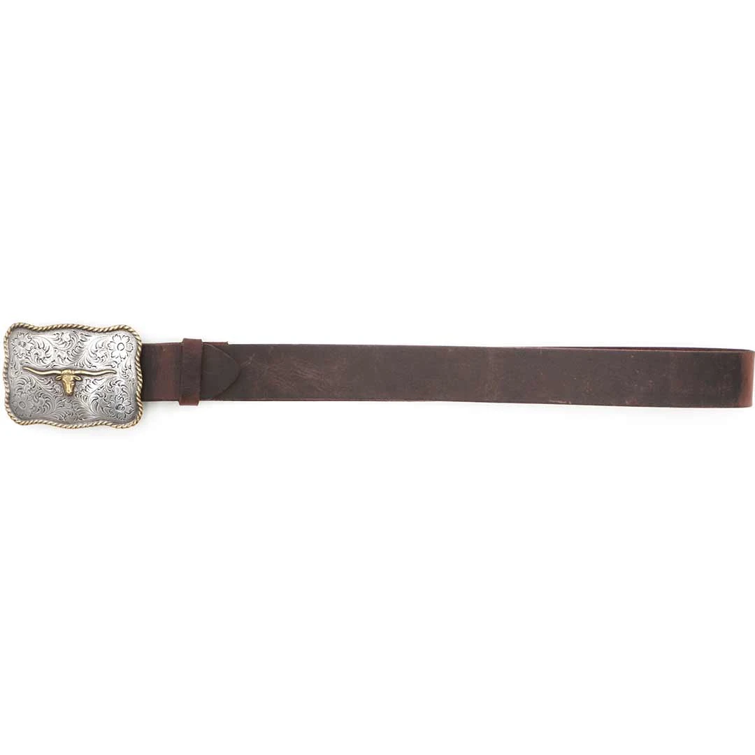 AndWest Men's Scalloped Longhorn Western Buckle Belt - Image 2