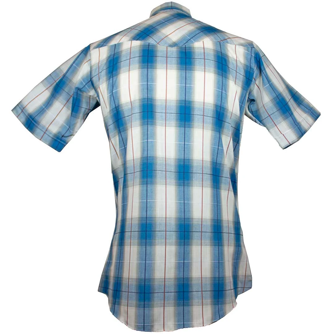 Ely Cattleman Men's Short Sleeve Windowpane Plaid Snap Shirt - Image 4