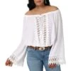 Wrangler Women's Retro Boho Crochet Off-Shoulder Blouse
