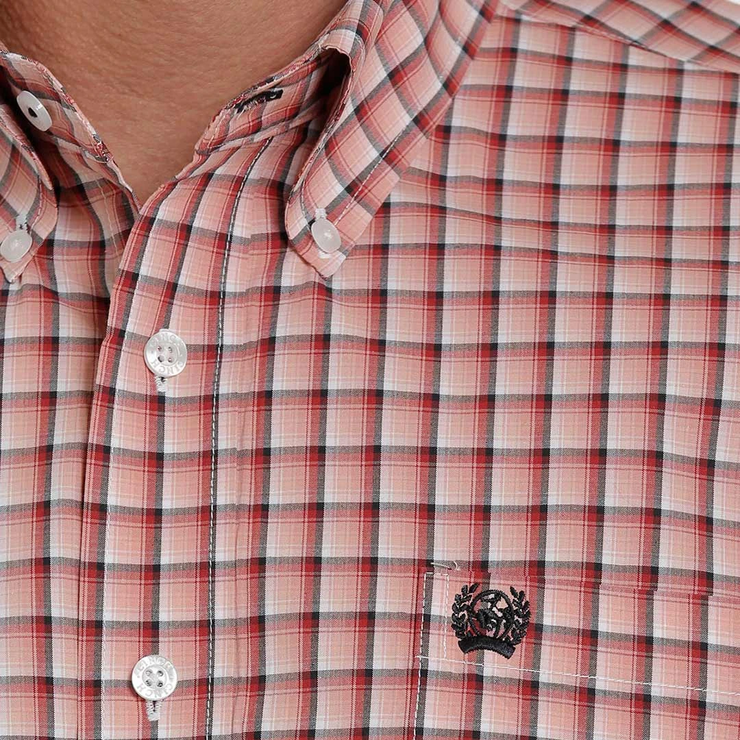 Cinch Men's Short Sleeve Button-Down Plaid Shirt - Image 4