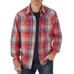 Wrangler Men's Retro Premium Plaid Snap Shirt