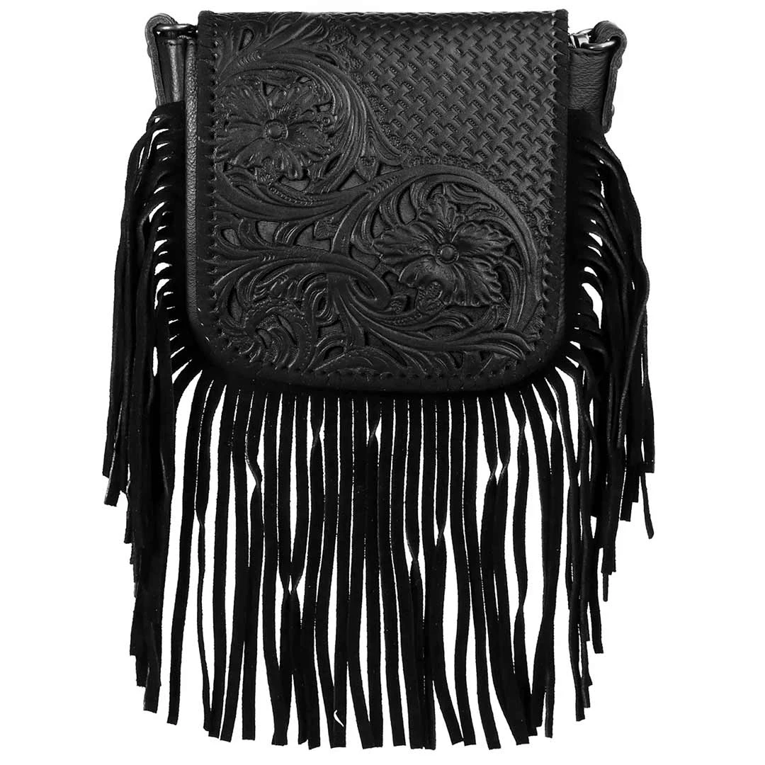 Montana West 100% Real Leather Tooled Crossbody