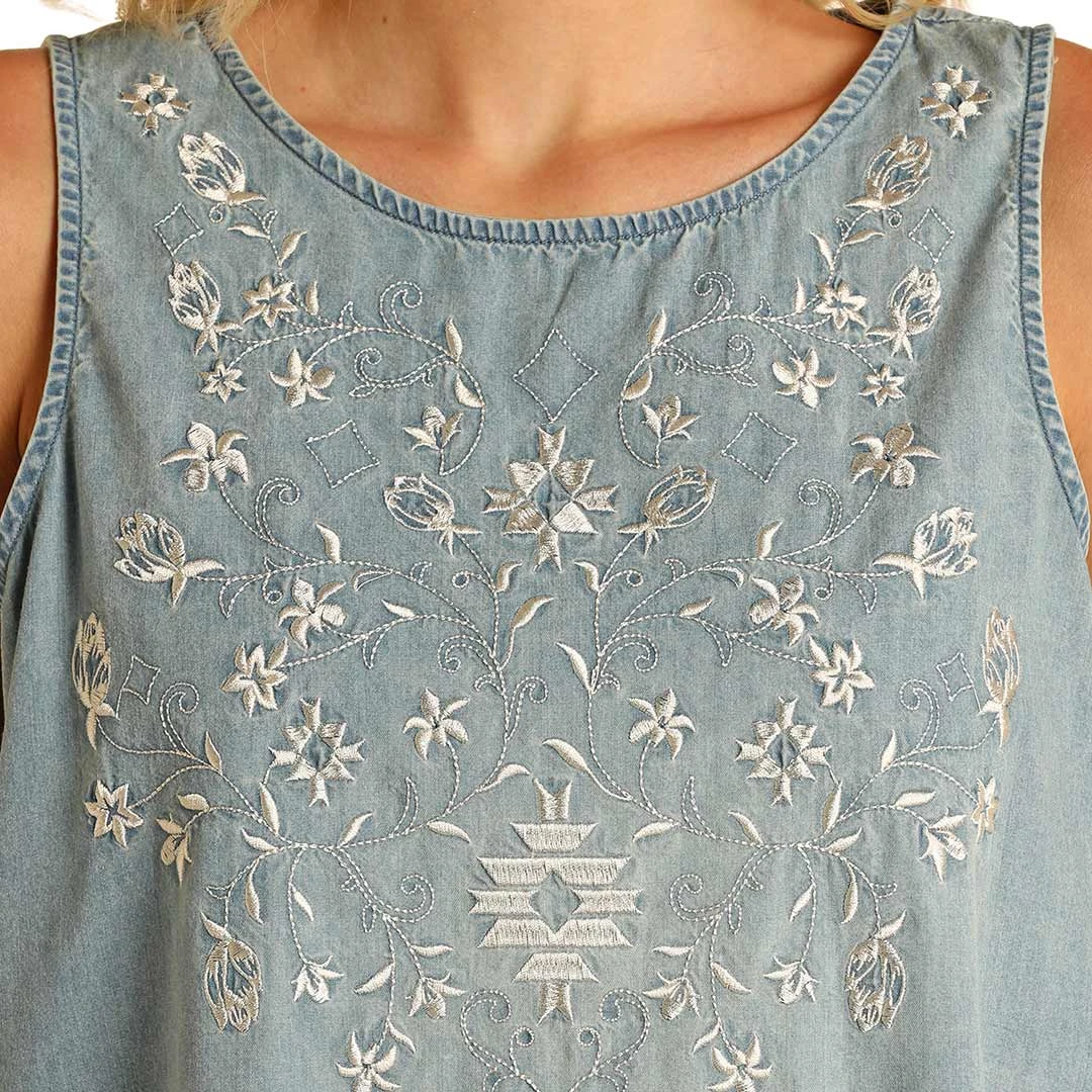 Panhandle Women's Embroidered Denim Tank Dress - Image 3