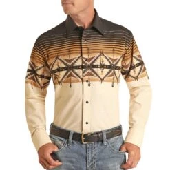 Panhandle Men's Border Print Snap Shirt