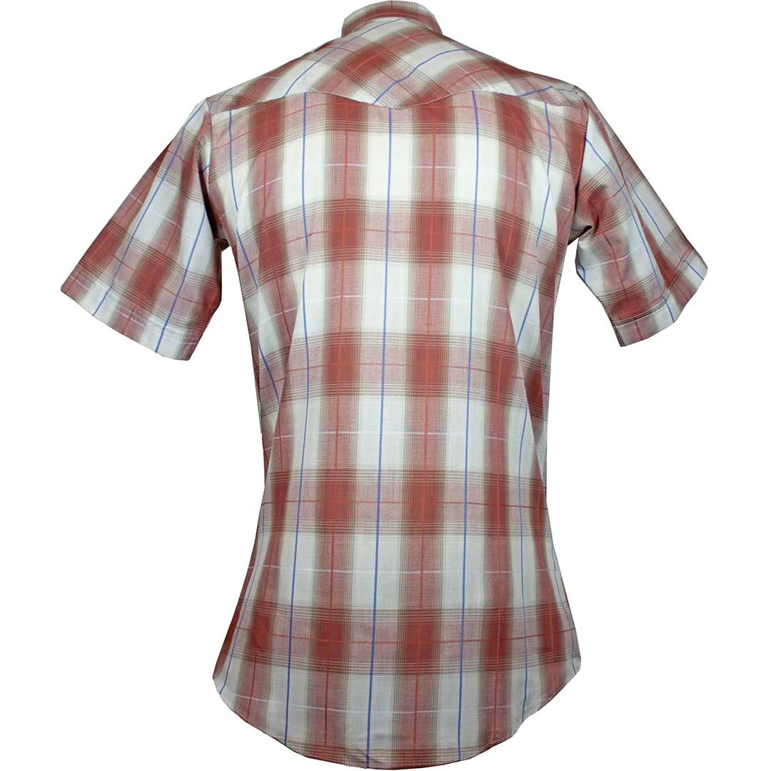 Ely Cattleman Men's Short Sleeve Windowpane Plaid Snap Shirt - Image 2