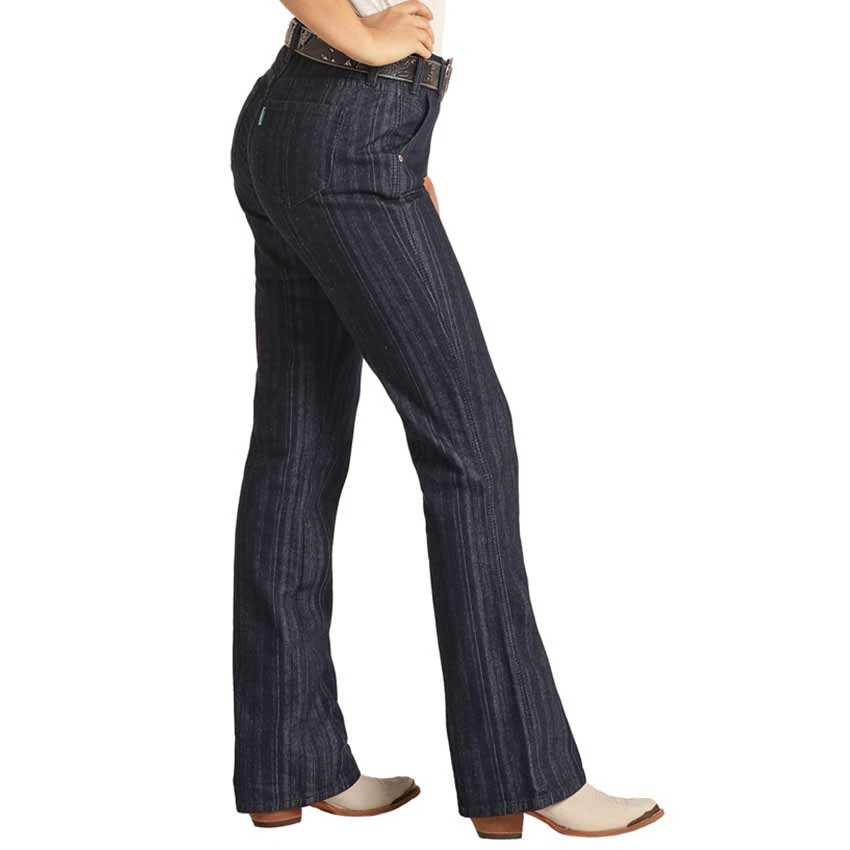 Hooey Women's Jacquard Stripe High Rise Bootcut Jeans - Image 2