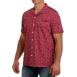 Cinch Men's Pineapple Print Short Sleeve Camp Shirt