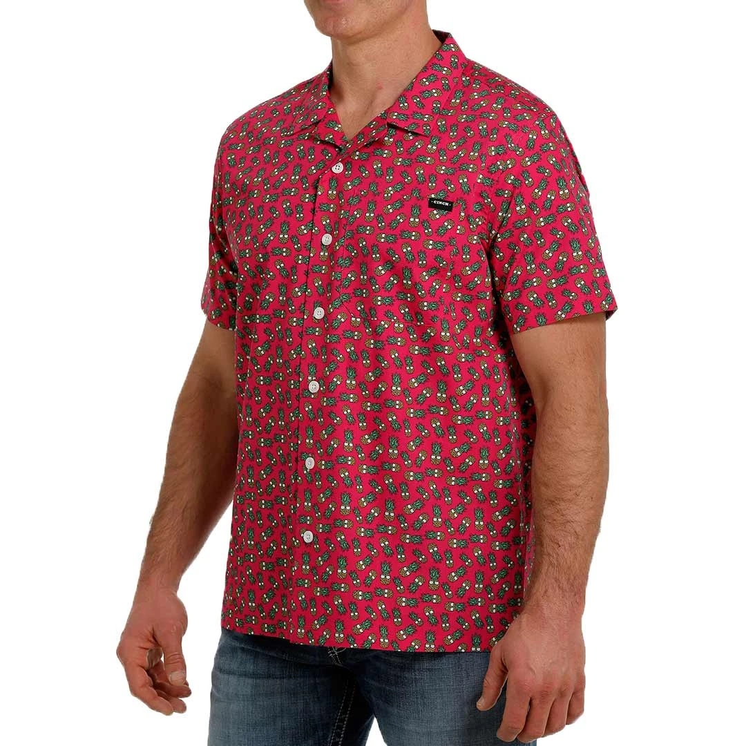 Cinch Men's Pineapple Print Short Sleeve Camp Shirt