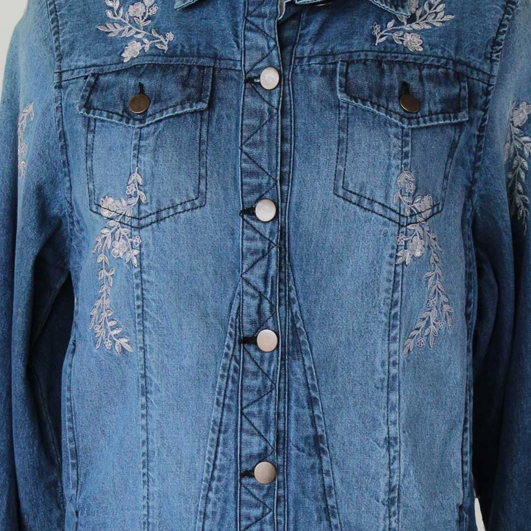 Keren Hart Women's Floral Embroidered Jean Jacket - Image 3