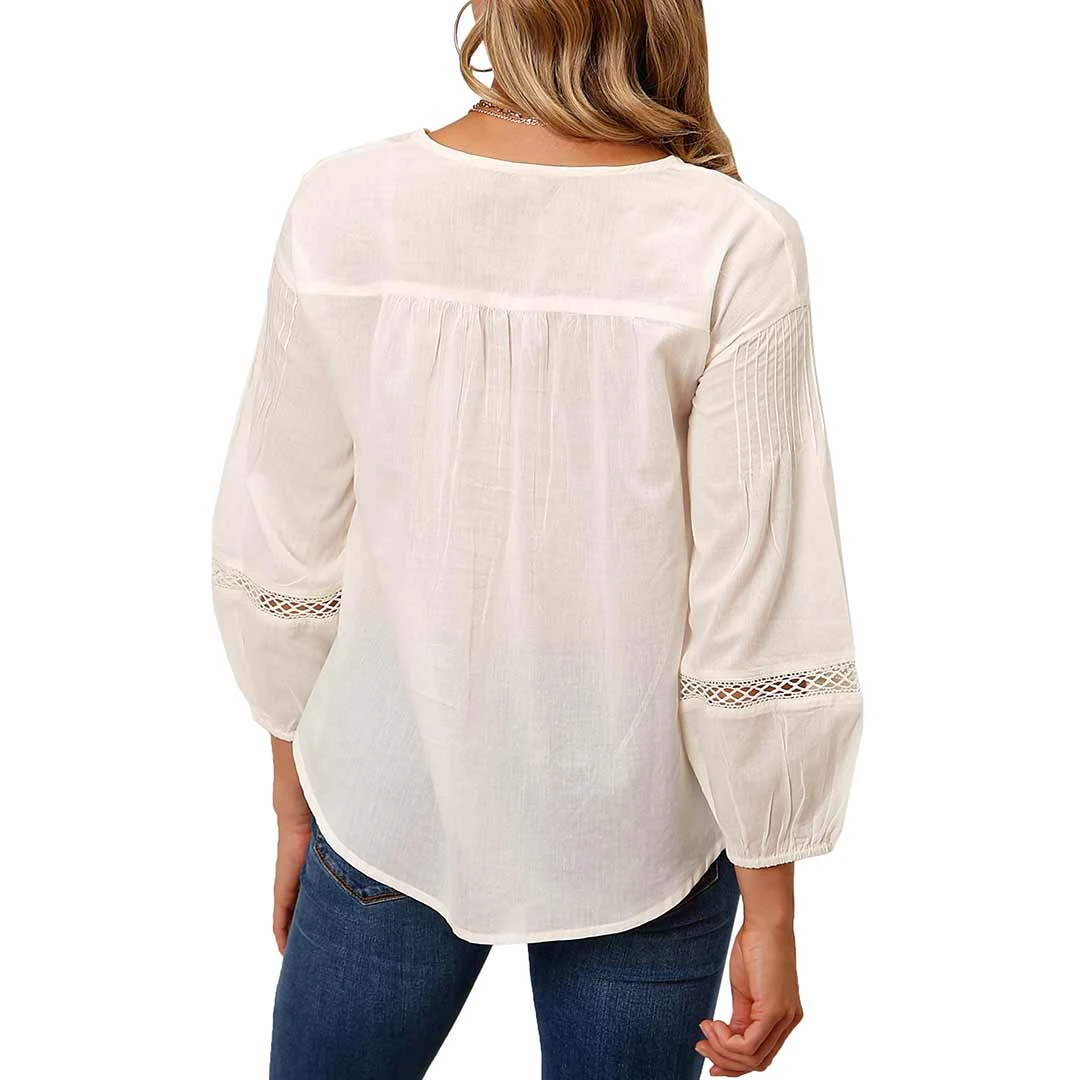 Roper Women's Floral Embroidered Yoke Blouse - Image 2