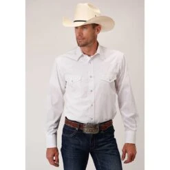 Roper Men's Tone-on-Tone Long Horn Snap Shirt