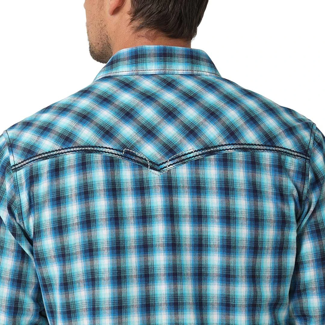 Wrangler Men's Rock 47 Embroidered Yoke Plaid Snap Shirt - Image 3