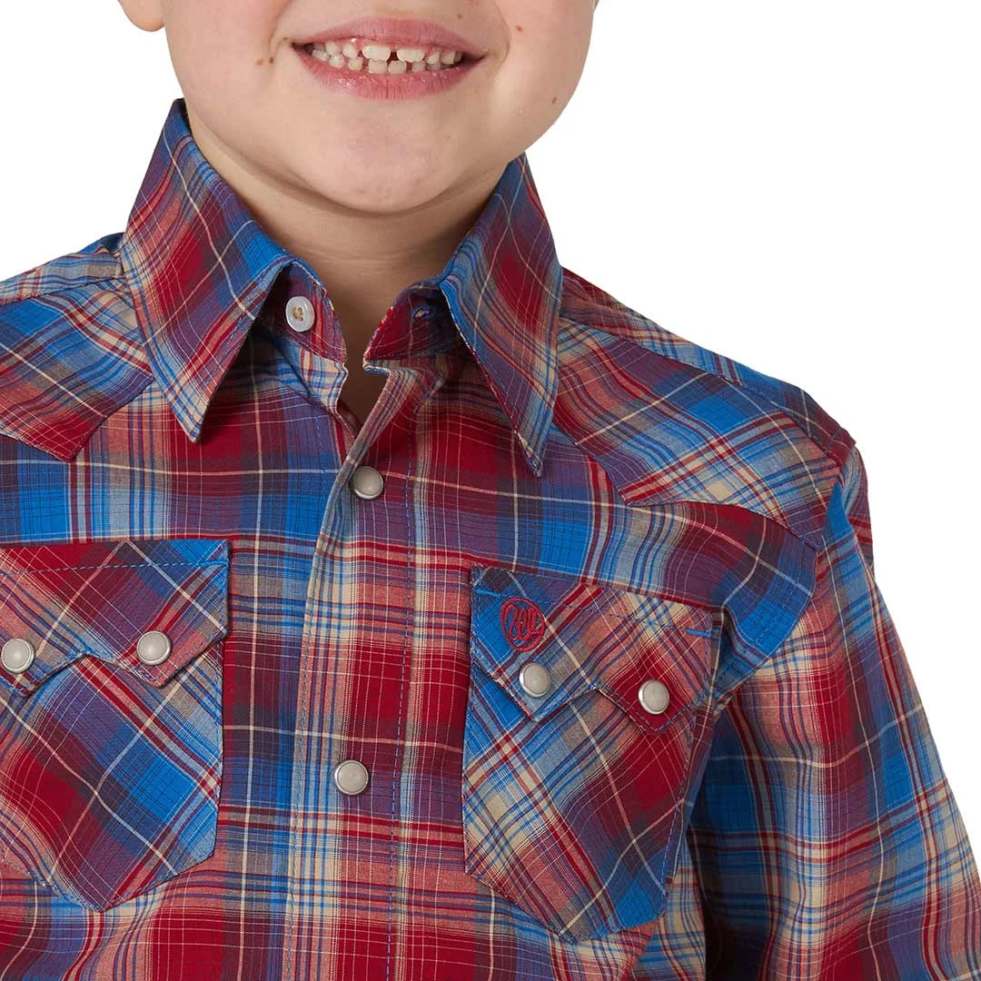 Wrangler Boys' Retro Sawtooth Plaid Snap Shirt - Image 3