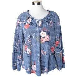 Keren Hart Women's Floral Tiered Sleeve Peasant Blouse
