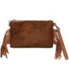 Montana West Hair-On-Hide Leather Fringe Clutch/Crossbody