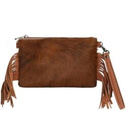 Montana West Hair-On-Hide Leather Fringe Clutch/Crossbody