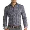 Panhandle Men's Paisley Stripe Print Snap Shirt