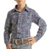 Panhandle Select Boys' Paisley Stripe Print Snap Shirt