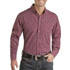 Panhandle Select Men's Check Print Button-Down Shirt