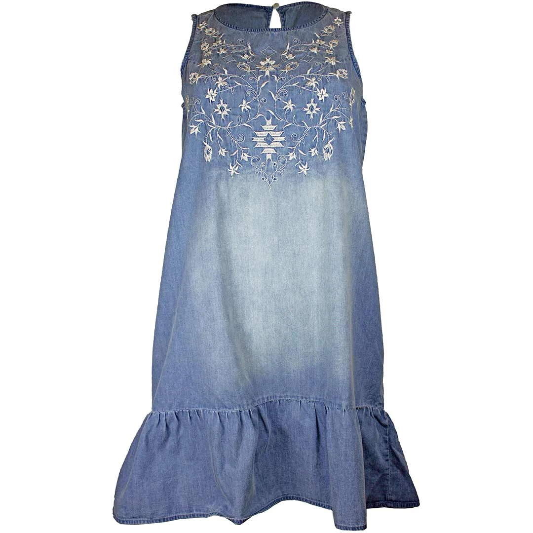 Panhandle Women's Embroidered Denim Tank Dress