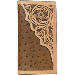 Ranger Belt Co. Men's Ostrich Skin Tooled Rodeo Wallet