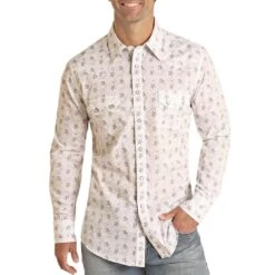 Rock & Roll Cowboy Men's Floral Print Snap Shirt