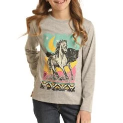 Rock & Roll Cowgirl Girls' Horse Graphic T-Shirt