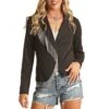 Rock & Roll Cowgirl Women's Asymmetrical Knit Fringe Blazer