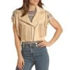 Rock & Roll Cowgirl Women's Embroidered Micro Suede Cropped Vest