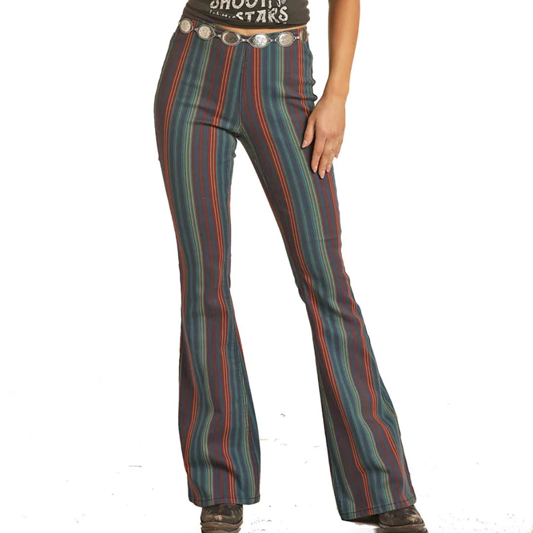 Rock & Roll Cowgirl Women's Retro Stripe Flare Leg Jeans - Image 3