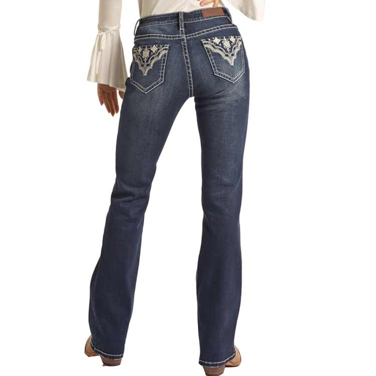 Rock & Roll Denim Women's Mid Rise Aztec Bootcut Jeans
