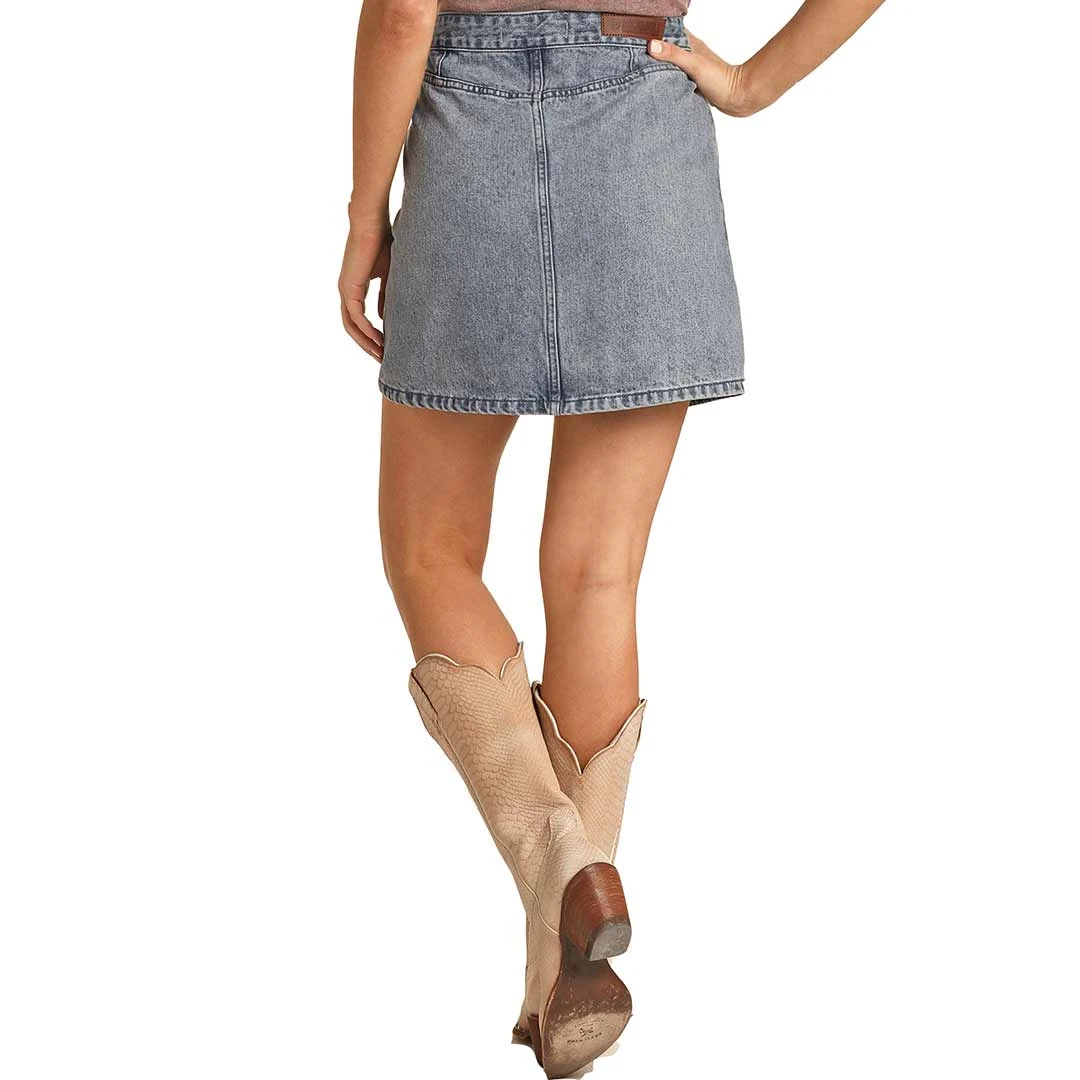 Rock & Roll Denim Women's Studded Jean Mini Skirt - Image 2