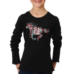 Roper Girls' Abstract Horse Graphic T-shirt