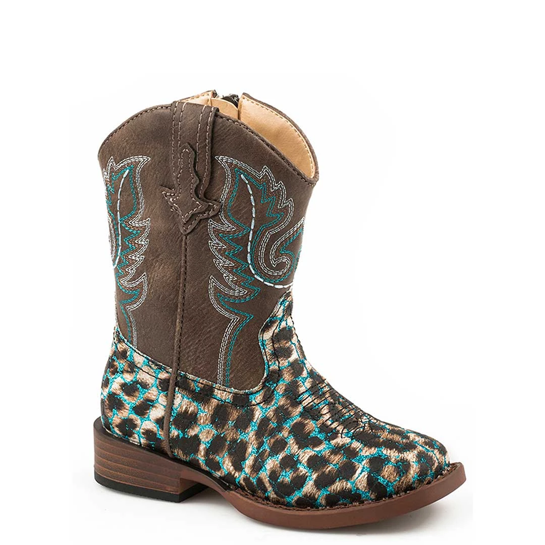 Roper Toddler Girls' Glitter Leopard Cowgirl Boots - Image 2