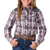 Roper Girls' Contrast Yoke Plaid Snap Shirt