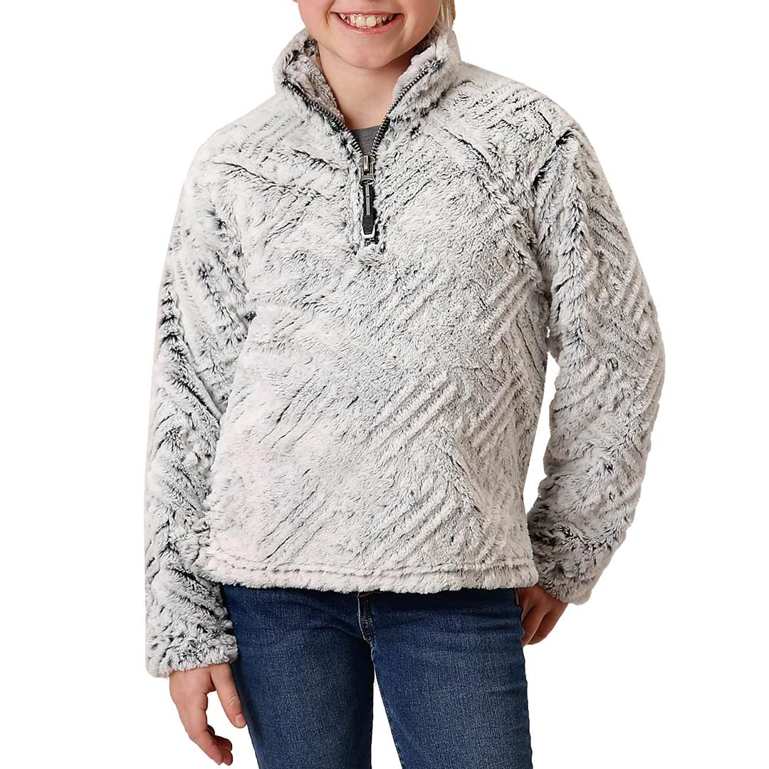 Roper Girls' Fuzzy 1/4 Zip Pullover Sweater