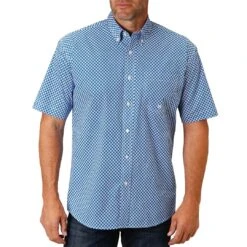 Roper Men's Amarillo Circle Print Short Sleeve Button-Down Shirt