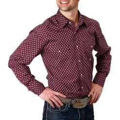 Roper Men's Amarillo Diamond Print Snap Shirt