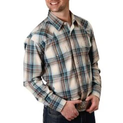 Roper Men's Collection Plaid Print Snap Shirt