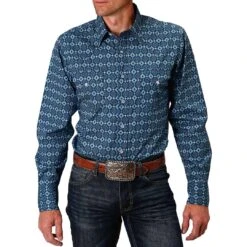 Roper Men's Diamond Print Snap Shirt