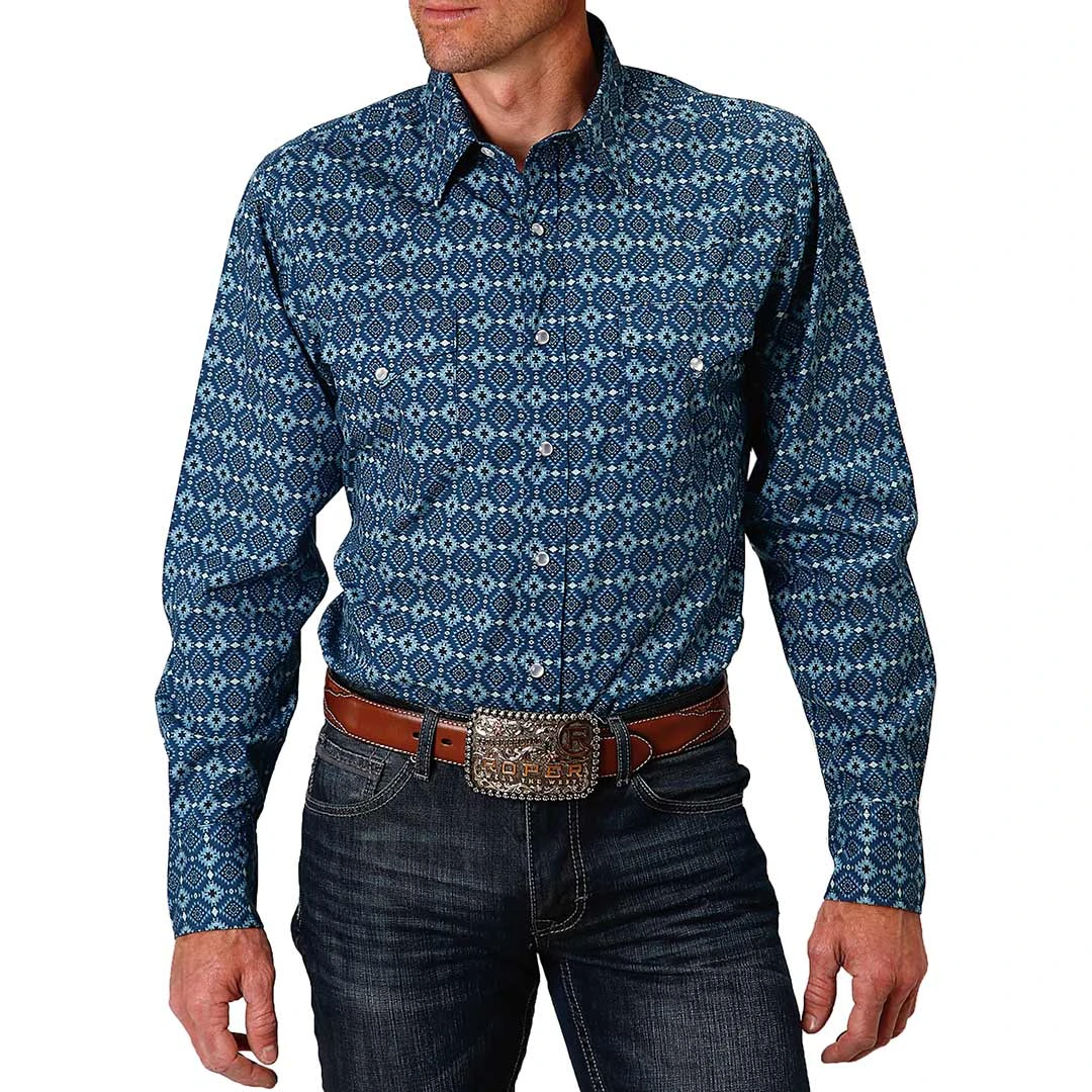Roper Men's Diamond Print Snap Shirt