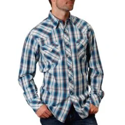 Roper Men's Fancy Pocket Plaid Snap Shirt