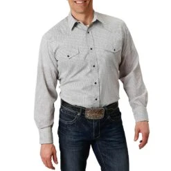 Roper Men's Micro Diamond Print Snap Shirt