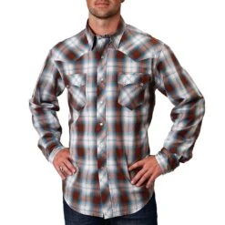 Roper Men's Sawtooth Pocket Plaid Snap Shirt