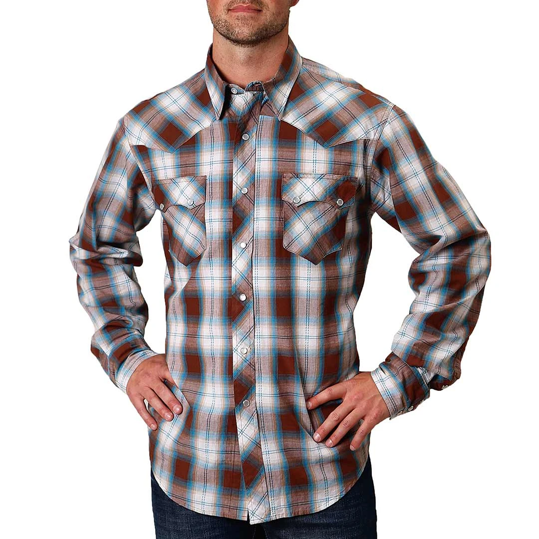 Roper Men's Sawtooth Pocket Plaid Snap Shirt