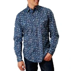 Roper Men's Southwest Print Snap Shirt