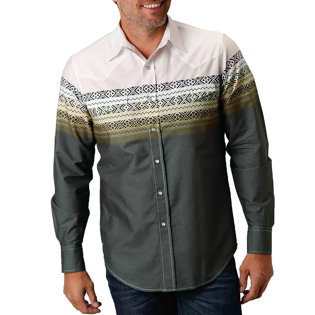 Roper Men's Stripe Border Print Snap Shirt