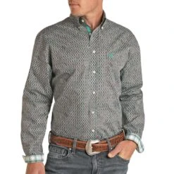 Rough Stock Men's Diamond Paisley Print Button-Down Shirt
