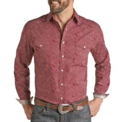 Rough Stock Men's Diamond Paisley Print Snap Shirt