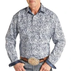 Rough Stock Men's Floral Print Snap Shirt